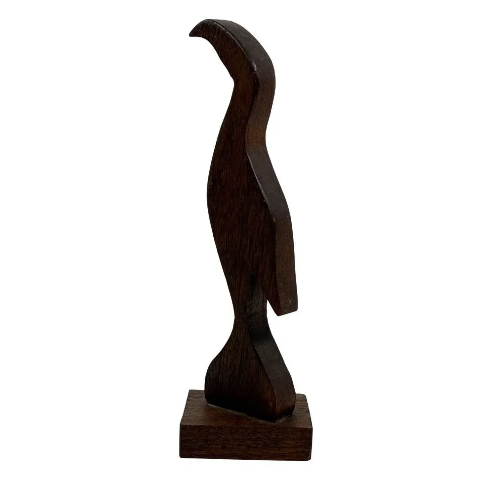 Hand-Carved Wooden Bird Figurine Vintage 8" Tall Decorative Sculpture With Base - Picture 9 of 9